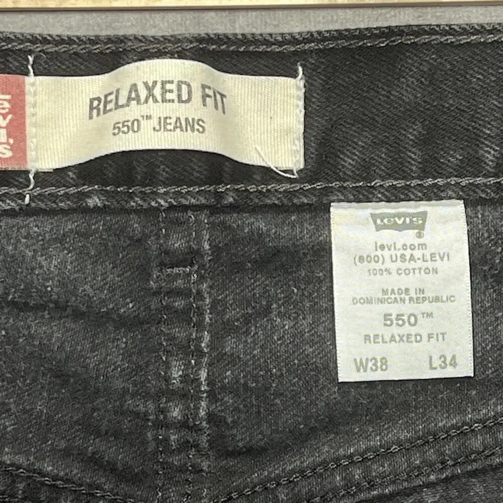 Vintage Levis 550 Jeans Mens 36x34 Black Relaxed Tapered Fit Dark Wash Denim